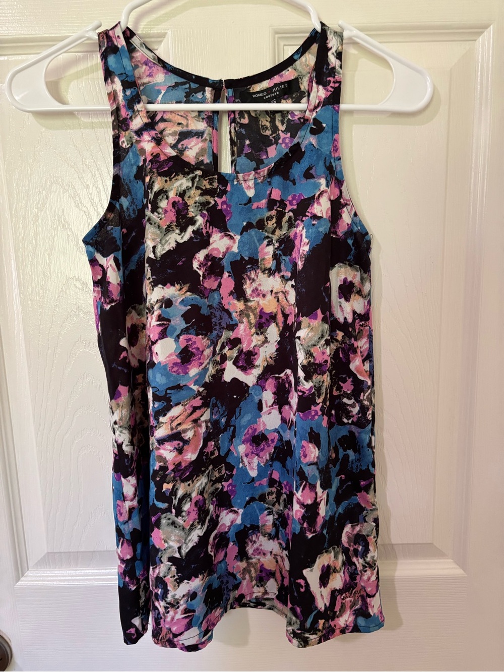 Romeo & Juliet Couture Floral Print Tank Top in Black, Blue, Pink, Purple